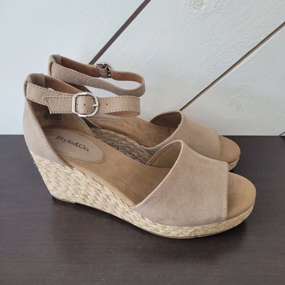 NEW Style & Co. Seleeneyf Womens 8.5M Light Taupe Platform Wedge Sandals - Picture 1 of 11